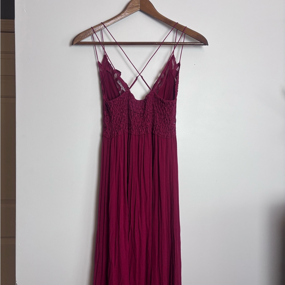 Free People FP ONE Deep Red Lace Adella Maxi Dress - Picture 8 of 9